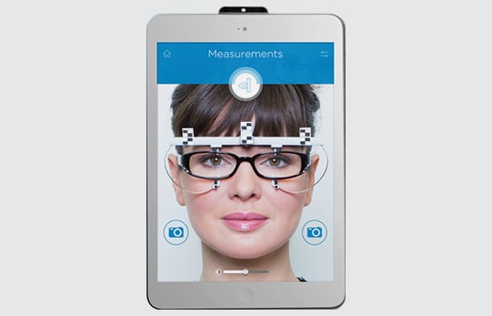 mobile app of a woman with glasses